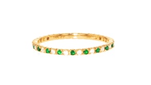15 ct. t.w. Emerald and .13 ct. t.w. Diamond Eternity Band Ring in 14kt Yellow Gold