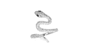 75 ct. t.w. Diamond Bypass Snake Ring with Black Diamond Accents in Sterling Silver