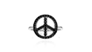 80 ct. t.w. Black Spinel Peace Sign Ring in Sterling Silver