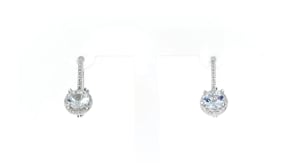 1.50 ct. t.w. Aquamarine Drop Earrings with Diamond Accents in Sterling Silver