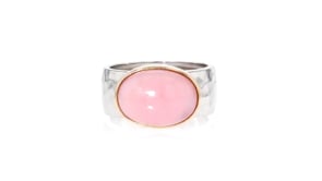 Pink Opal Ring in Sterling Silver and 14kt Yellow Gold