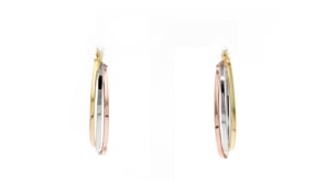 Italian 14kt Tri-Colored Gold Oval Hoop Earrings