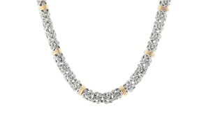 Sterling Silver Byzantine Necklace with 14kt Gold Stations