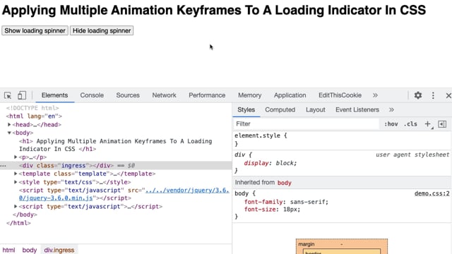 Applying Multiple Animation Keyframes To A Loading Indicator In CSS