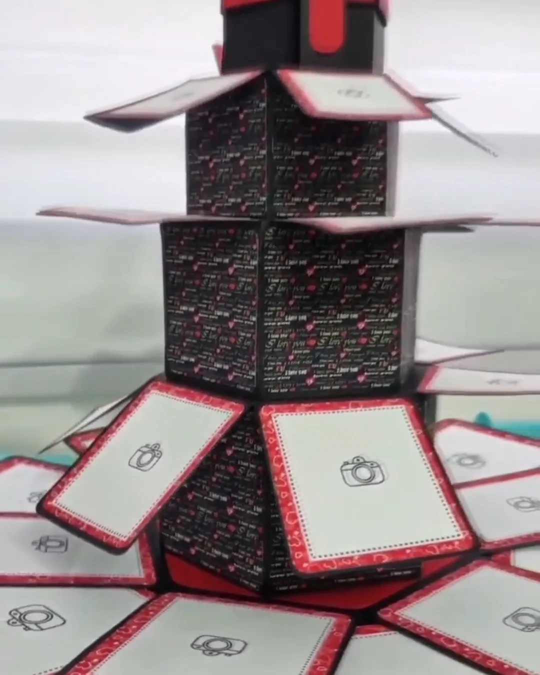 Caixa Explosão Cascata Floral e Love (Molde+Passo a Passo