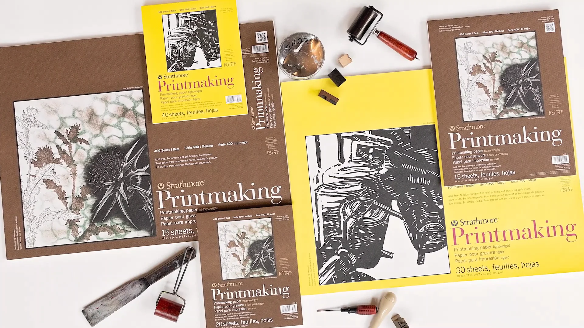 Strathmore Bloc De Papel De Impresión Serie 300, Encuadernado Con Pegamento, 11 X 14 Pulgadas, 30 Hojas (4.23 Oz) - Papel De Artista Para Adultos Y Estudiantes - Impresión En Bloques, Linotipo