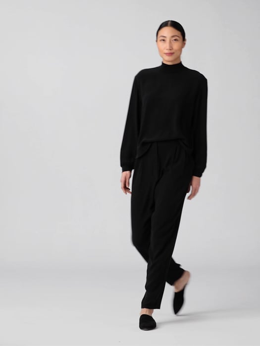 Silk Georgette Crepe Pleated Pant | EILEEN FISHER