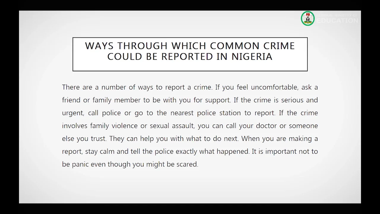 Jss2 Security Education Reporting Common Crimes1 on Vimeo