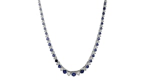 8.50 ct. t.w. Sapphire and 1.40 ct. t.w. Diamond Tennis Necklace in Sterling Silver
