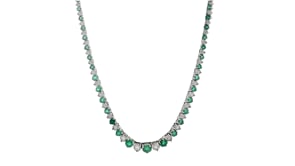 6.20 ct. t.w. Emerald and 1.40 ct. t.w. Diamond Necklace in Sterling Silver