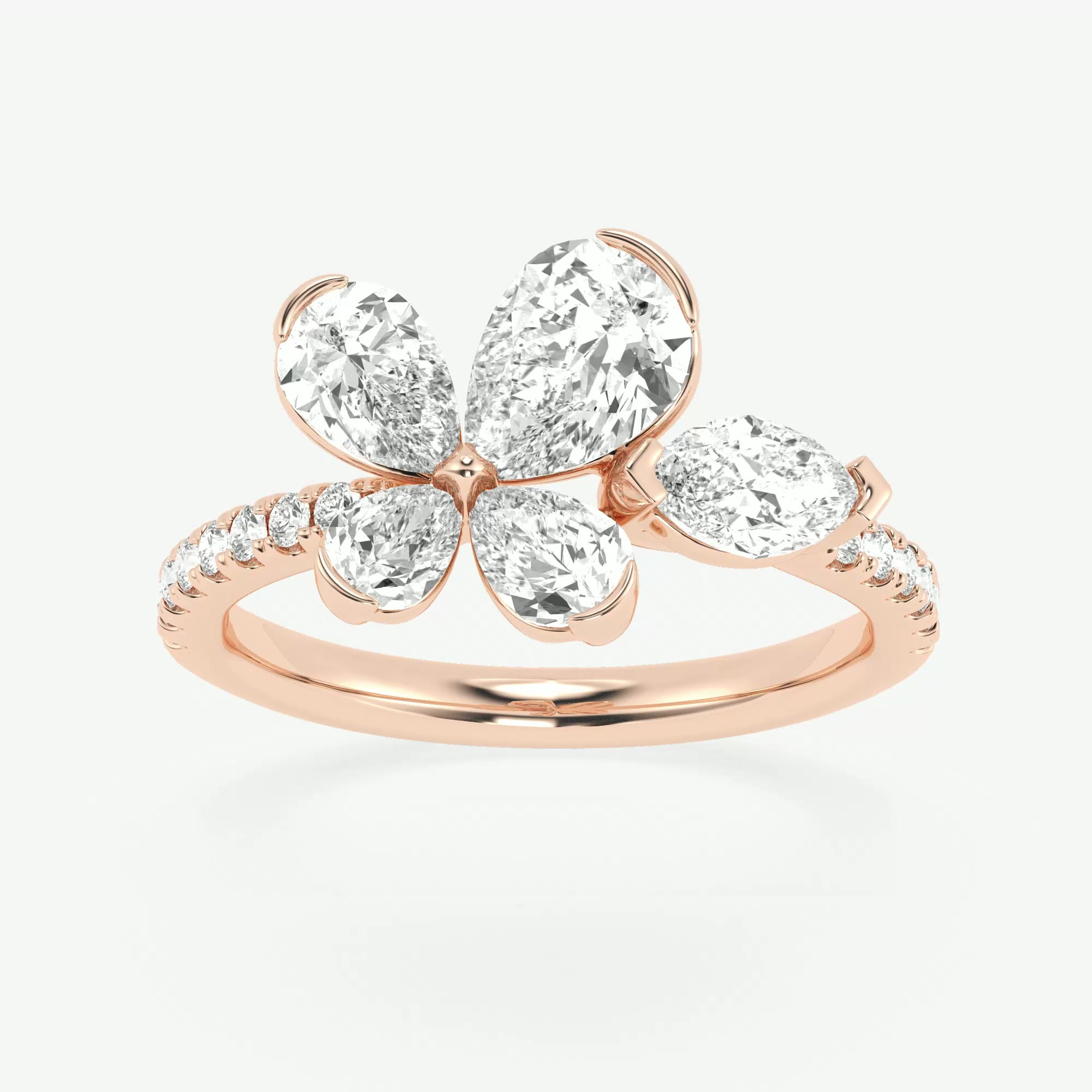 product video for 2 ctw Pear and Marquise Lab Grown Diamond Flower Fashion Ring