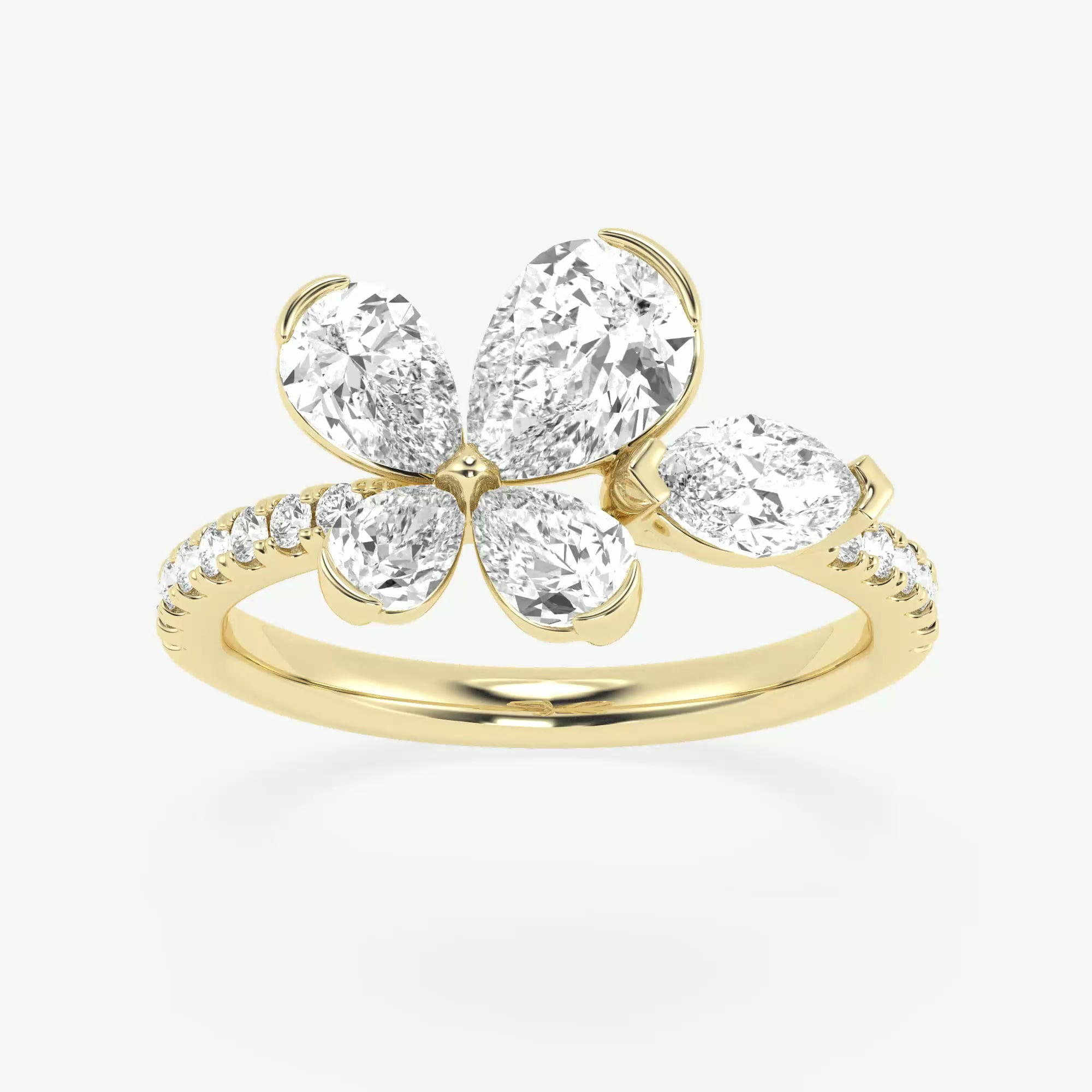 product video for 2 ctw Pear and Marquise Lab Grown Diamond Flower Fashion Ring