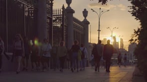 people, sunset, stroll