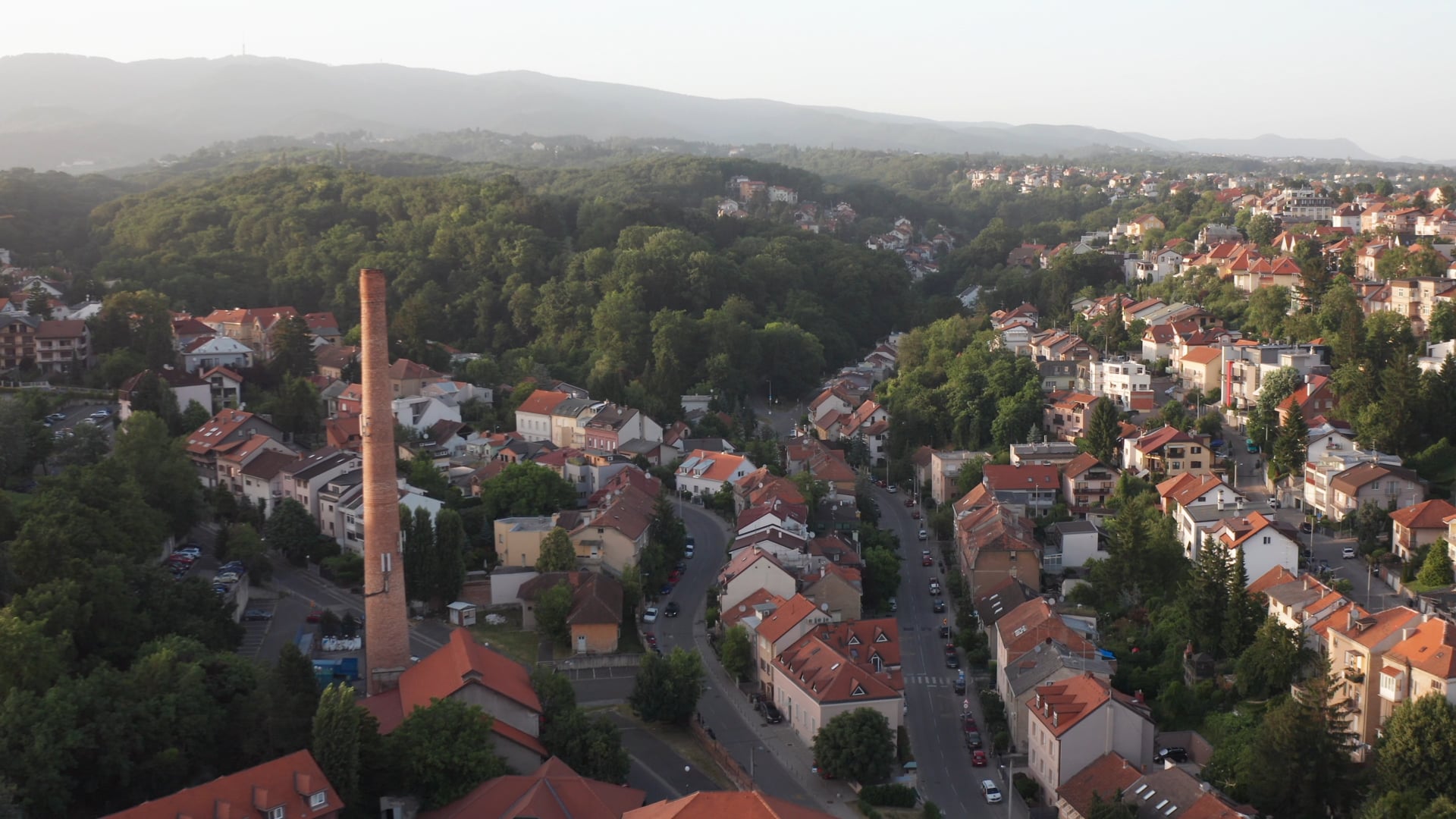 Misty Zagreb aerial view