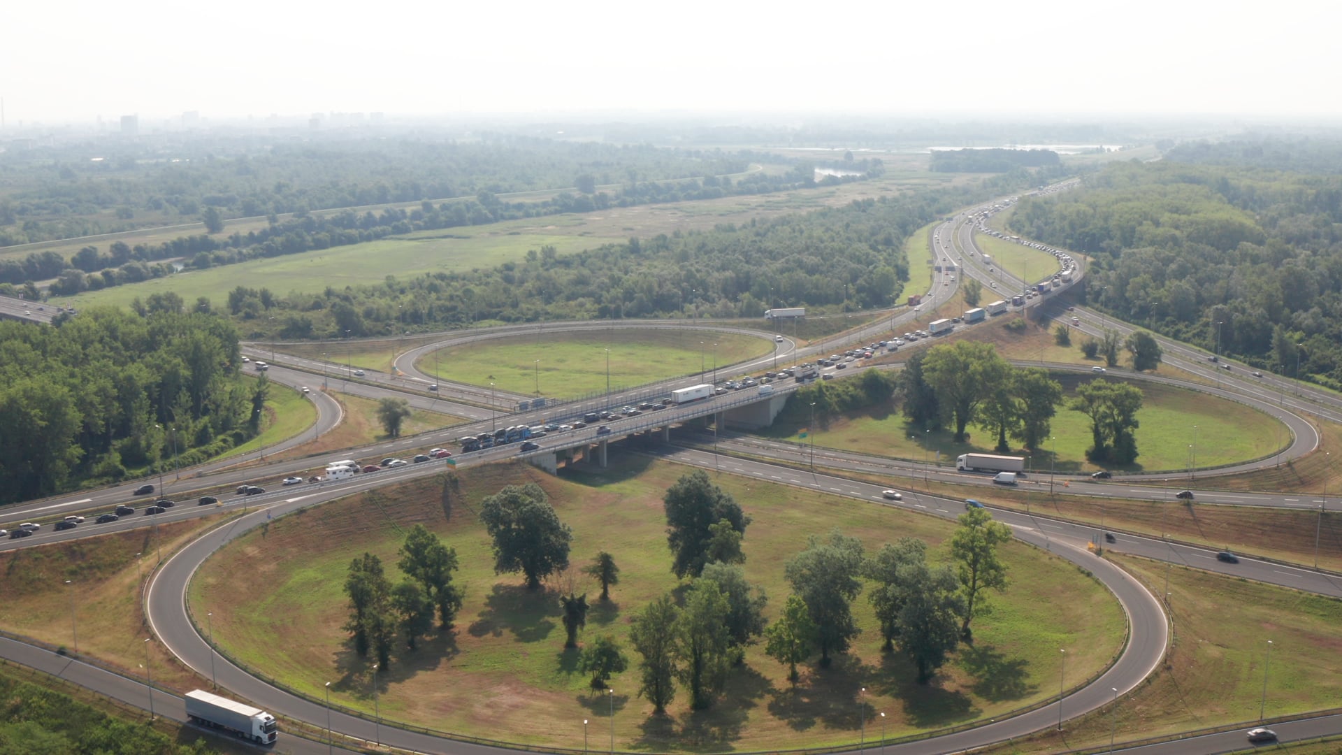 Traffic jam on the highway loop