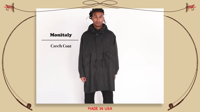 Czech Coat Wool Flannel Sarape Black — MONITALY