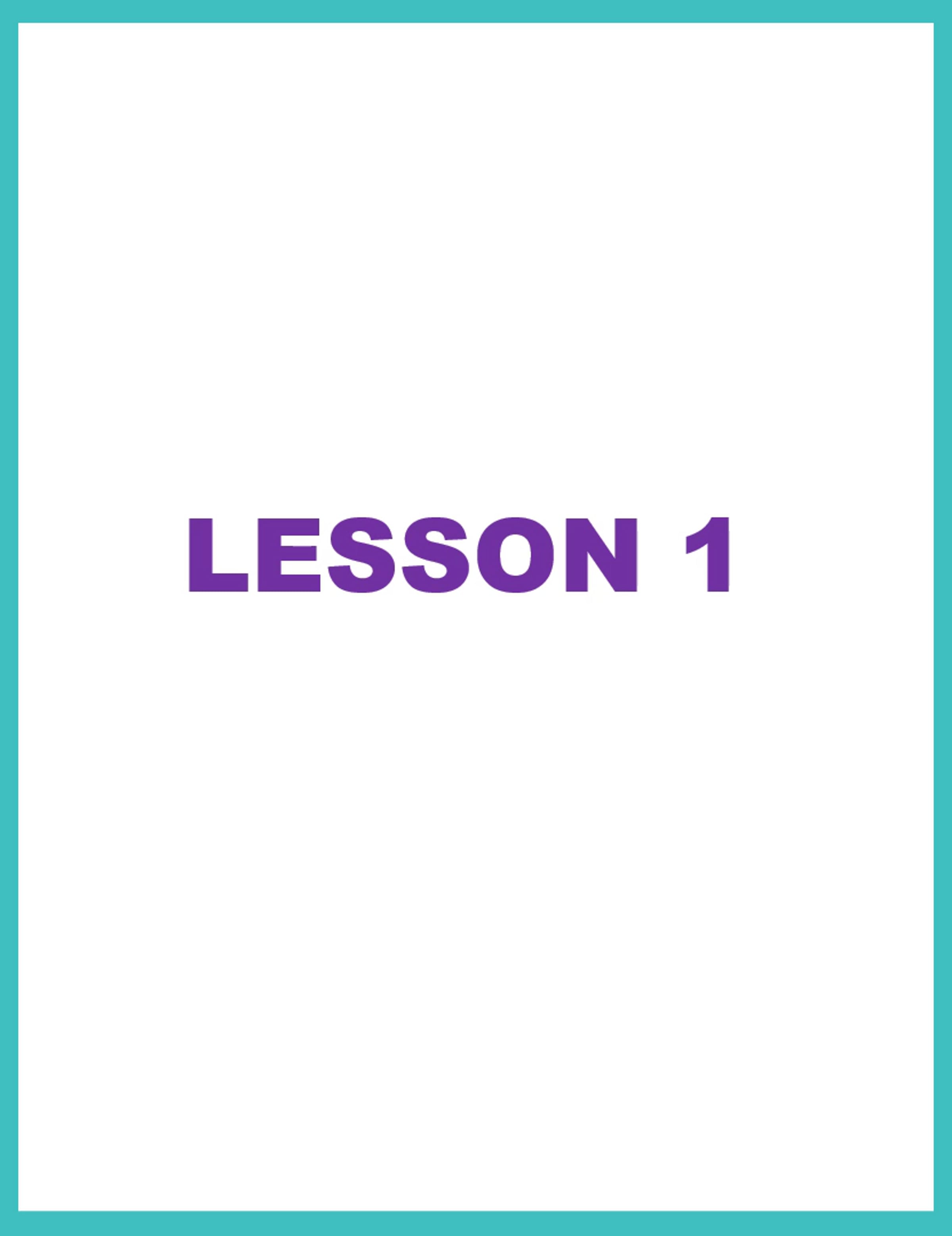 LESSON 1