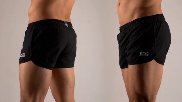 Men's Gym Shorts With Built In Underwear Black - Ergowear