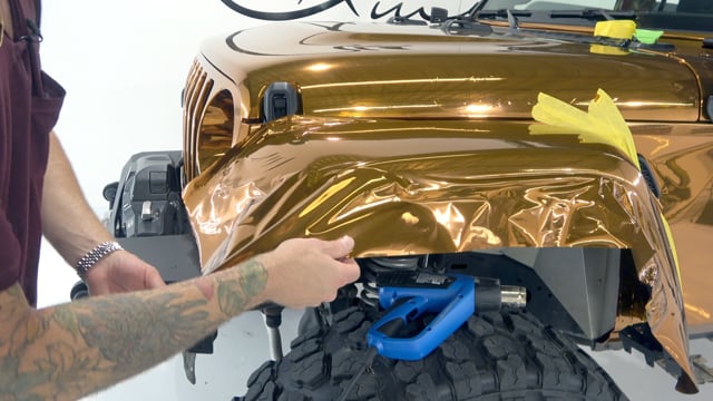 HOW TO VINYL WRAP A FRONT GRILL IN GOLD CHROME Using INLAYS! 