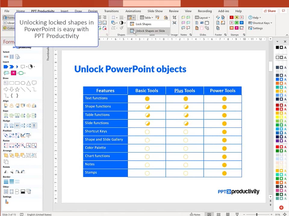 Lock Objects In Powerpoint Ppt Productivity