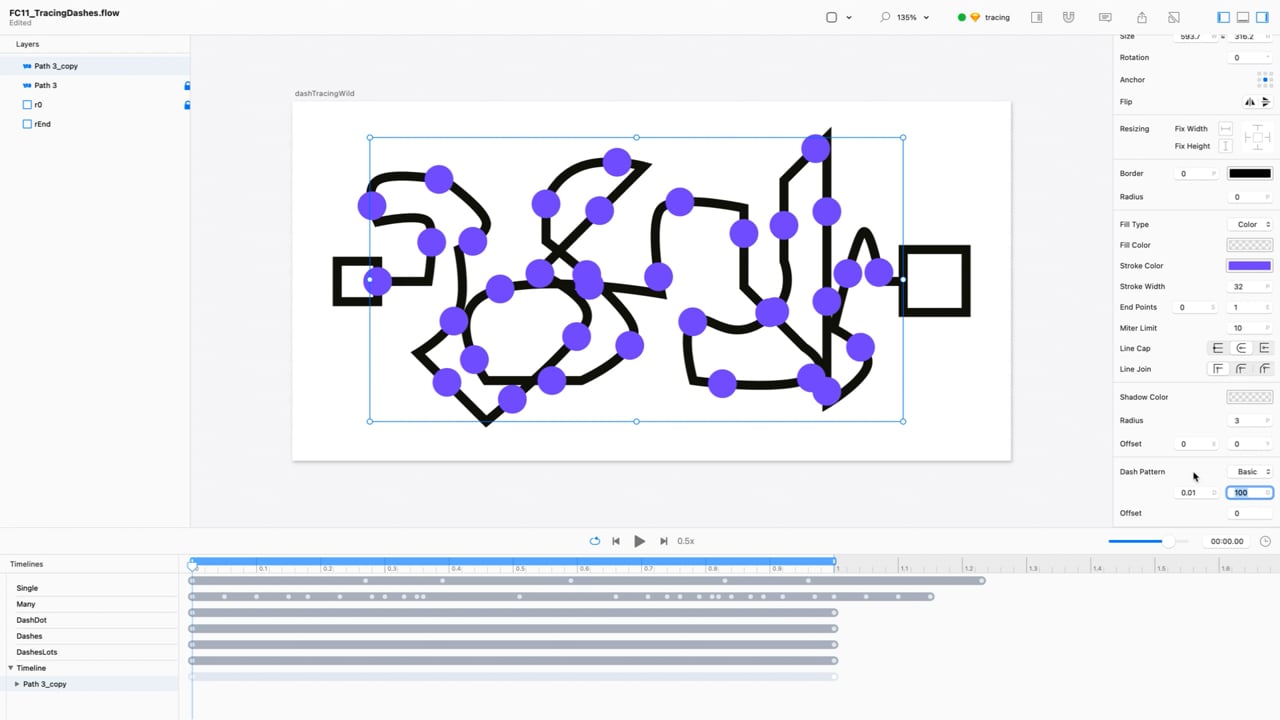 Tracing with Dashes