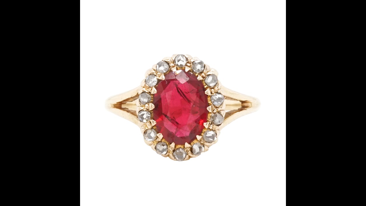 1.57 Victorian Ruby & Diamond Cocktail Ring in 10k – Filigree Jewelers