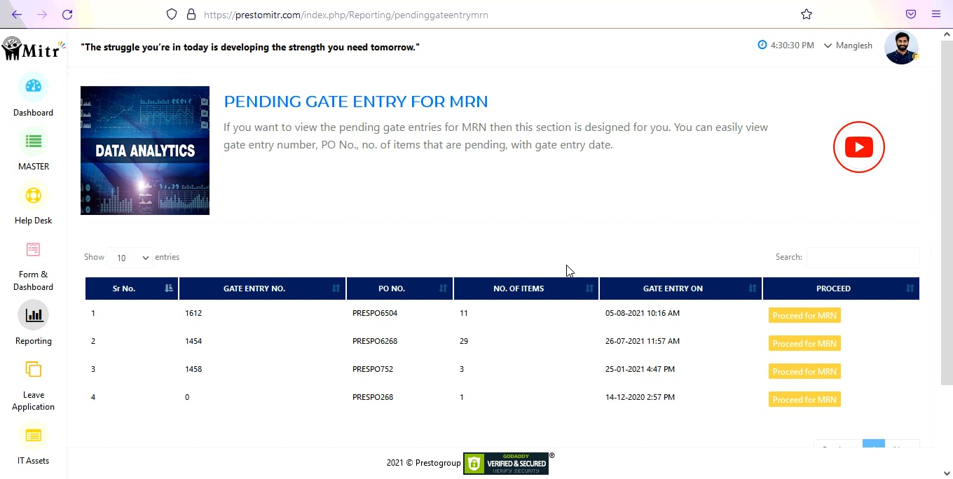 Pending gate Entry for MRN on Vimeo