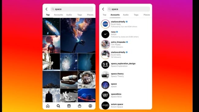 Die neue Keyword Suche bei Insta & FB