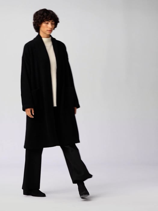 Boucle Wool Knit Long Coat | EILEEN FISHER