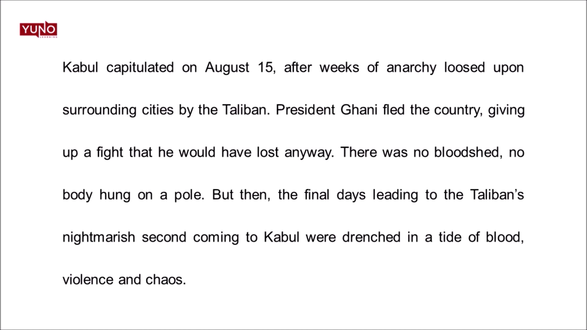 News Vocabulary: Afghanistan Taliban Crisis