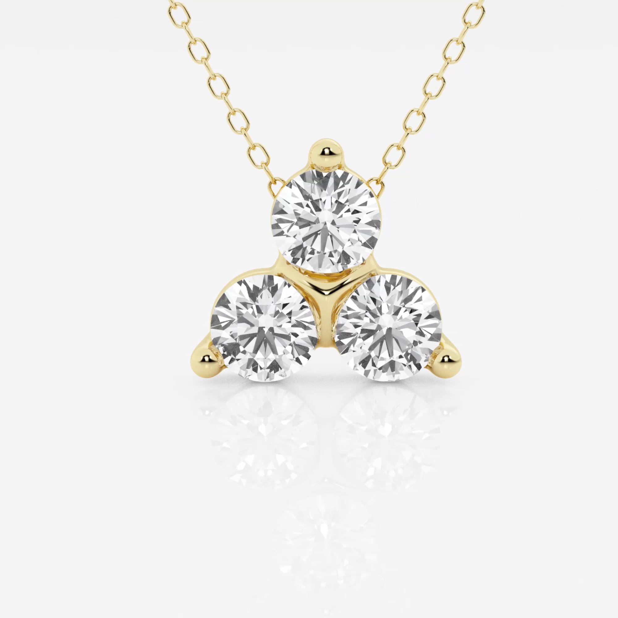 product video for 1 1/2 ctw Round Lab Grown Diamond Three-Stone Fashion Pendant with Adjustable Chain