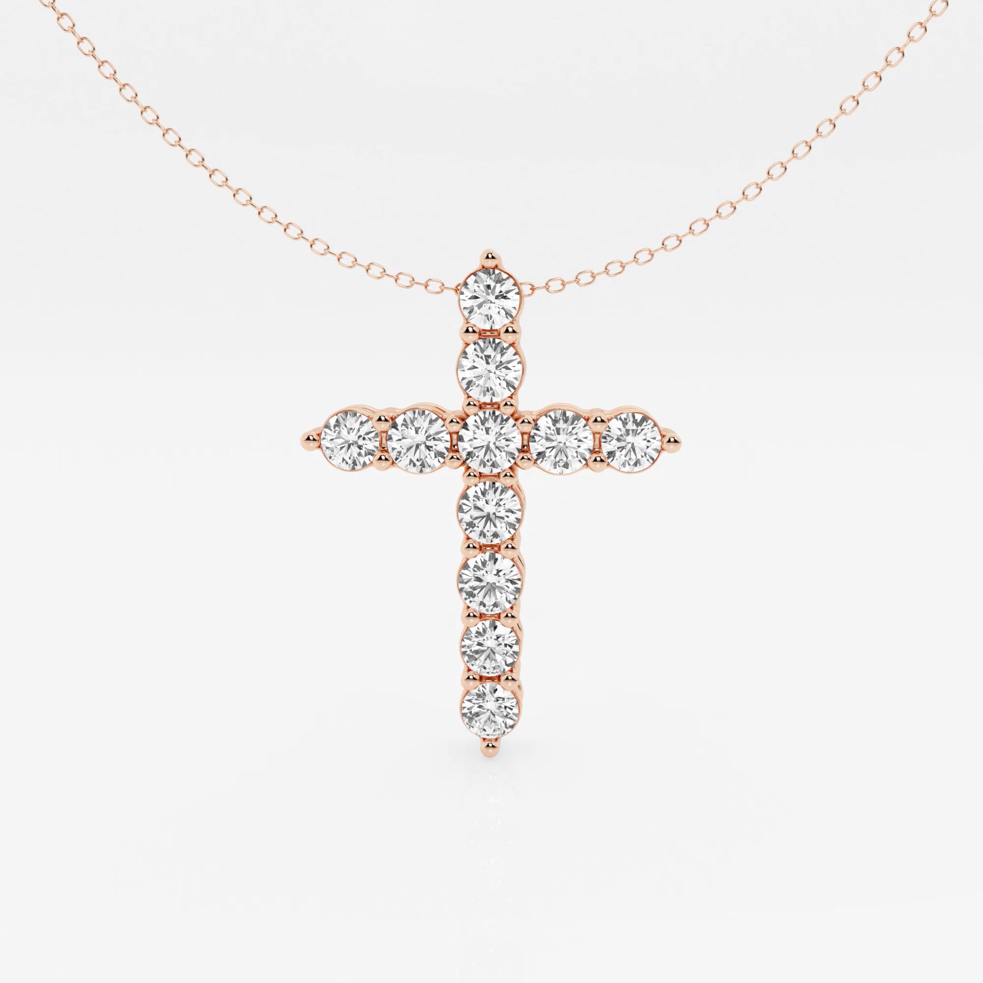 product video for 3 ctw Round Lab Grown Diamond Cross Pendant with Adjustable Chain