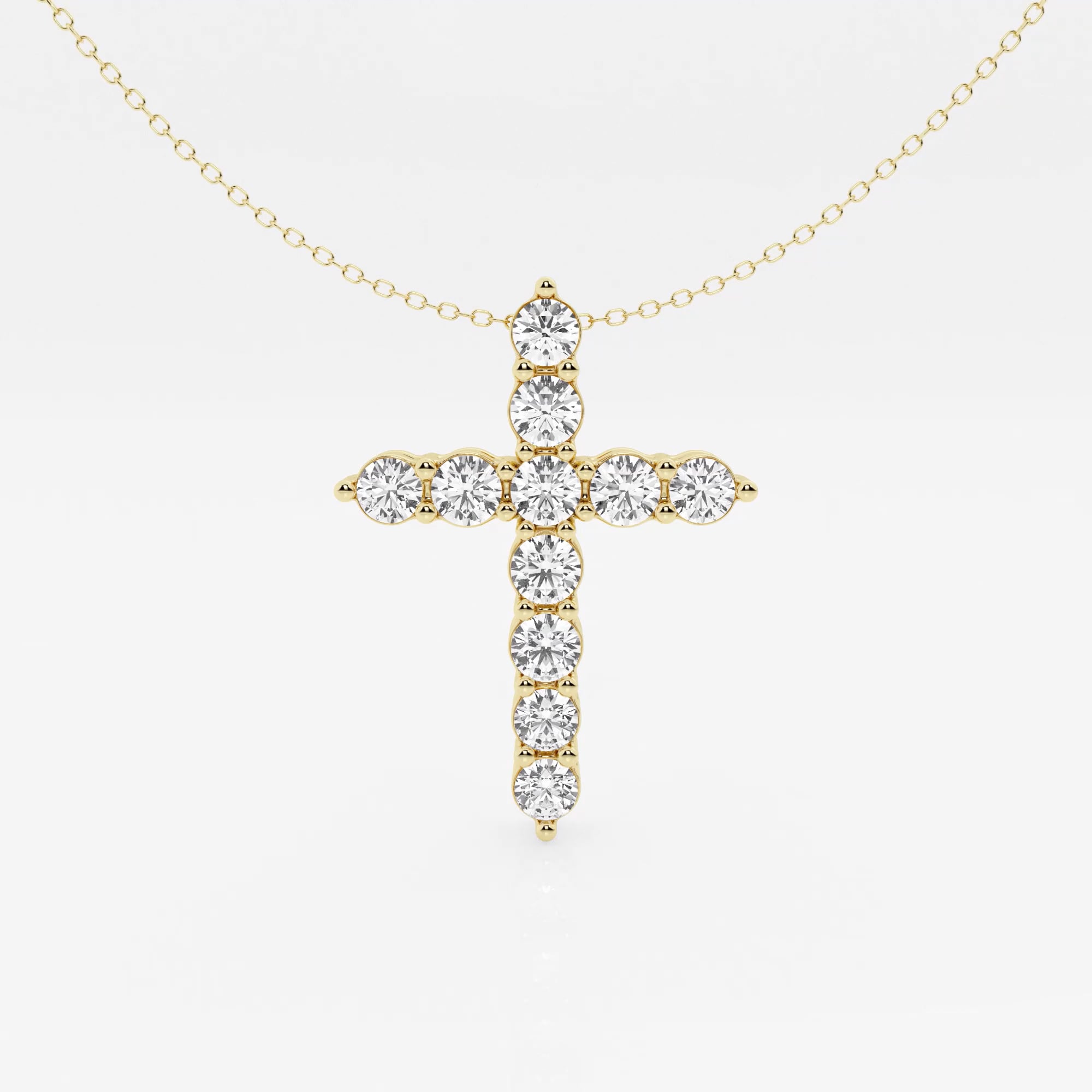 product video for 3 ctw Round Lab Grown Diamond Cross Pendant with Adjustable Chain