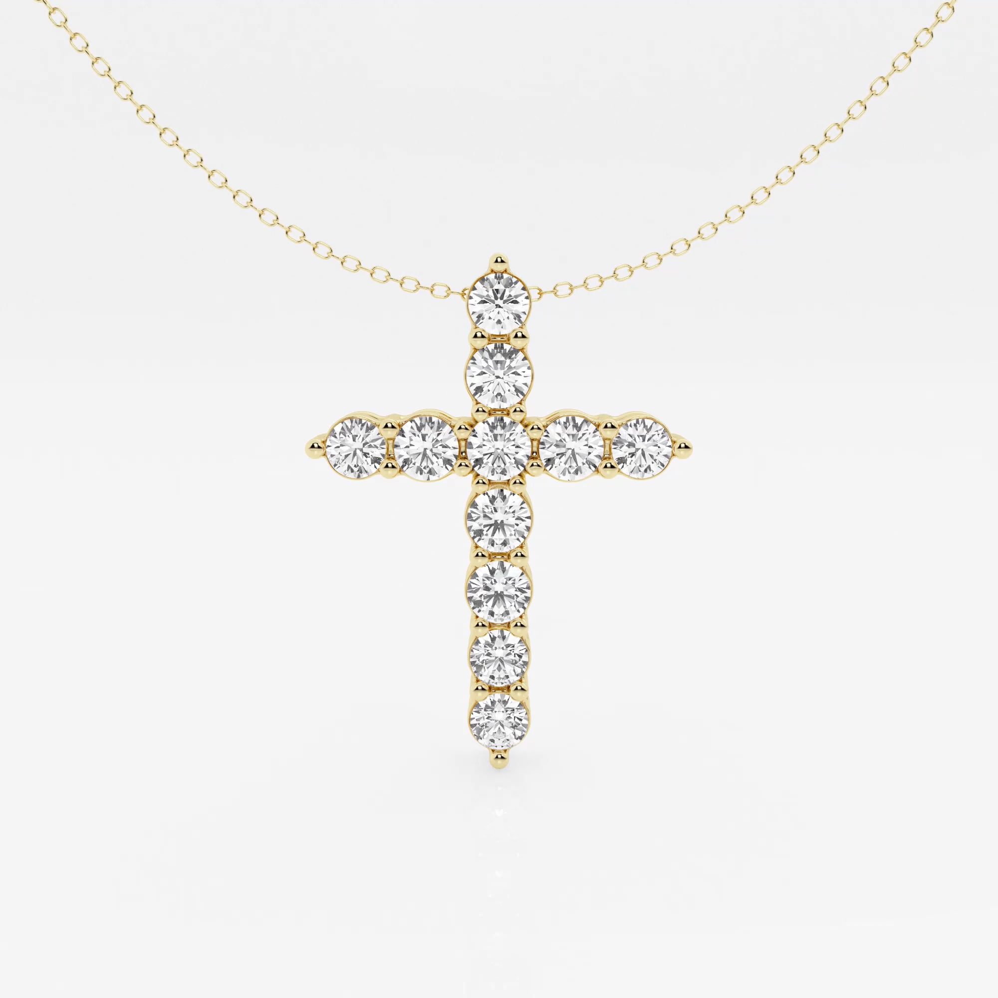 3 ctw Round Lab Grown Diamond Cross Pendant with Adjustable