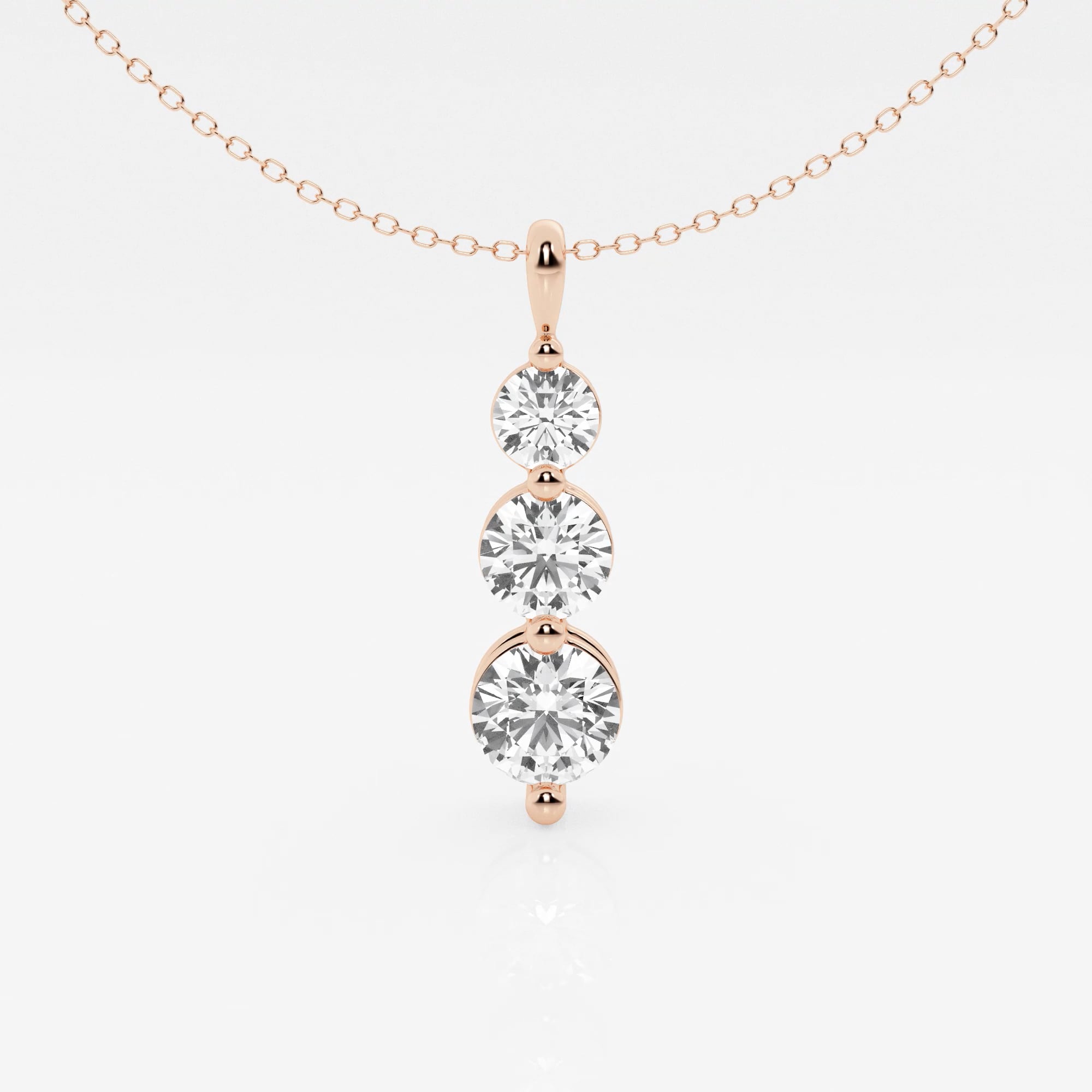 product video for 1 1/2 ctw Round Lab Grown Diamond Three-Stone Drop Fashion Pendant with Adjustable Chain