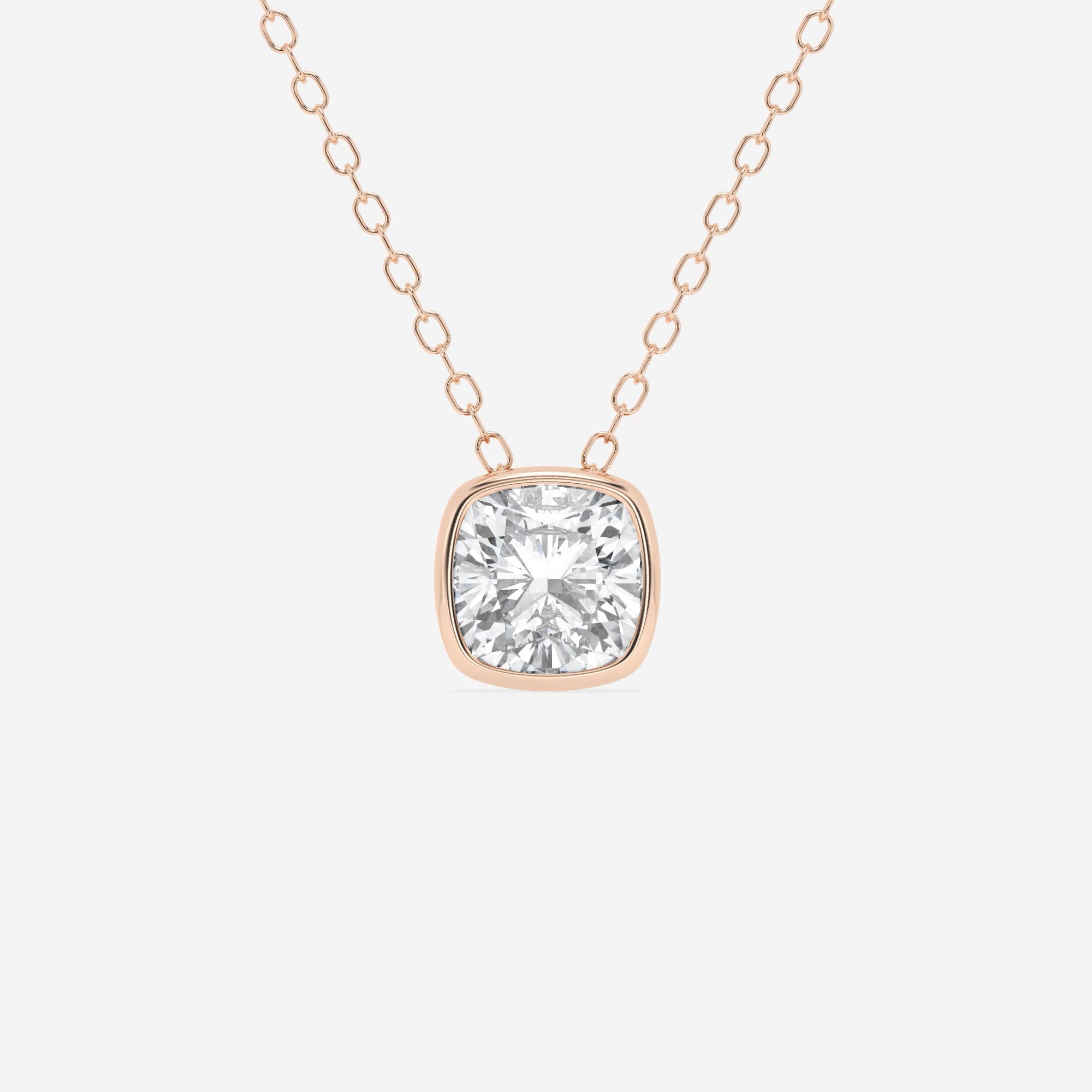 product video for 1 ctw Cushion Lab Grown Diamond Bezel Set Solitaire Pendant with Adjustable Chain