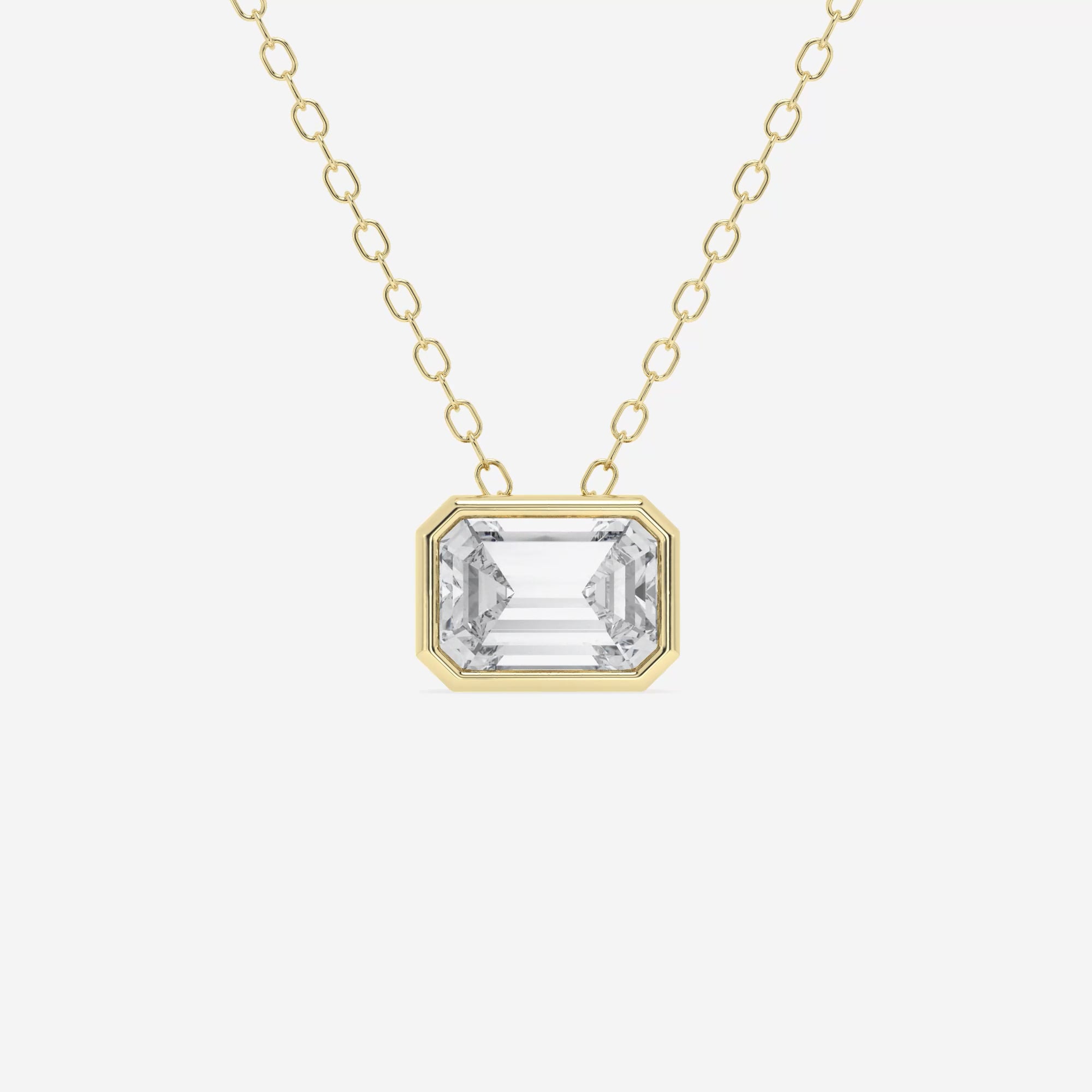product video for 1 ctw Emerald Lab Grown Diamond East West Bezel Set Solitaire Pendant with Adjustable Chain