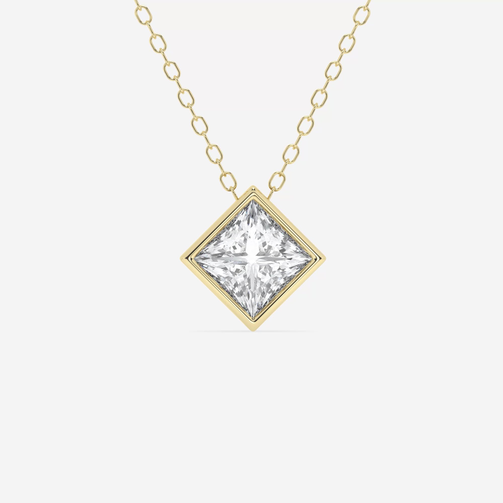 product video for 1 ctw Princess Lab Grown Diamond Bezel Set Solitaire Pendant with Adjustable Chain
