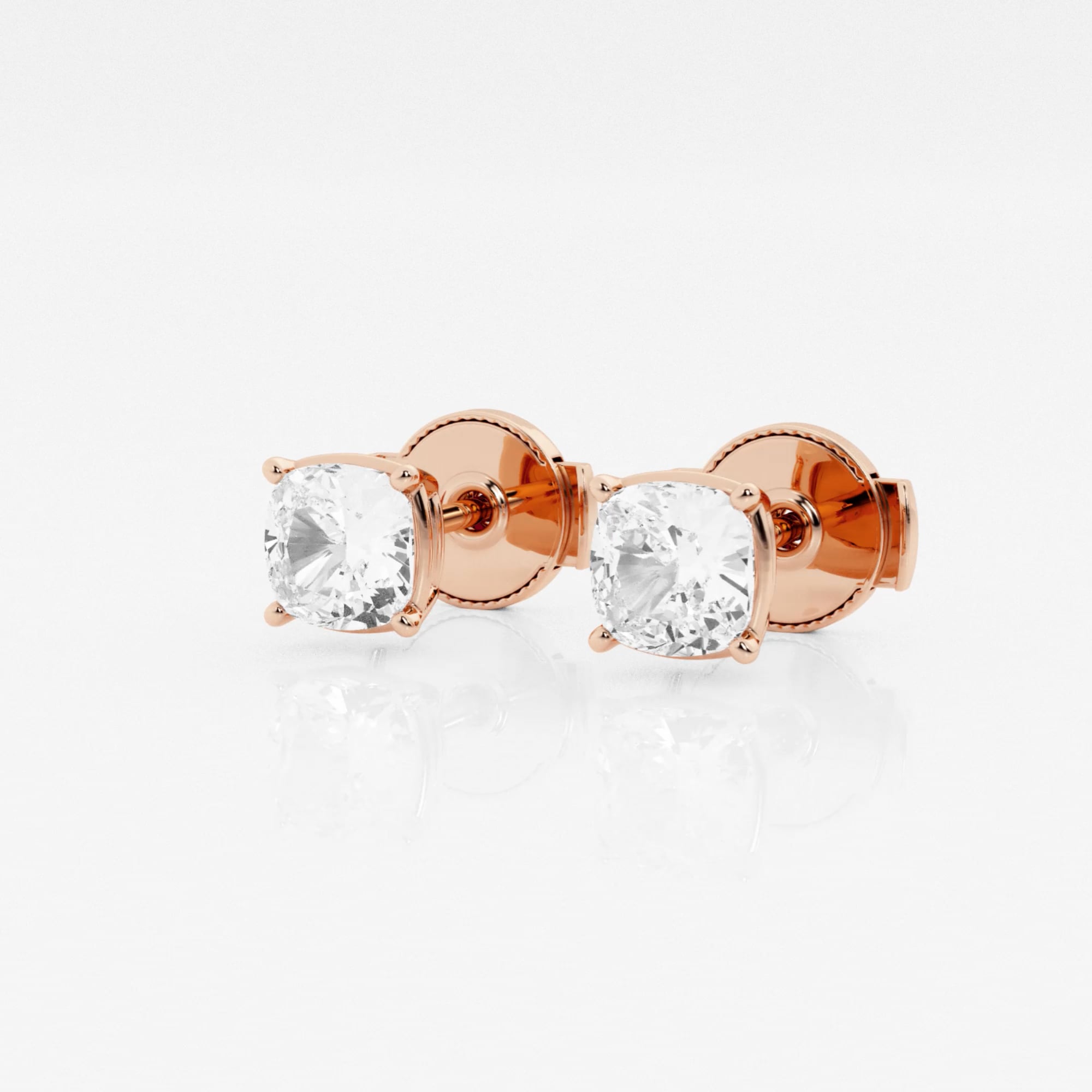 product video for 1 ctw Cushion Lab Grown Diamond Solitaire Stud Earrings