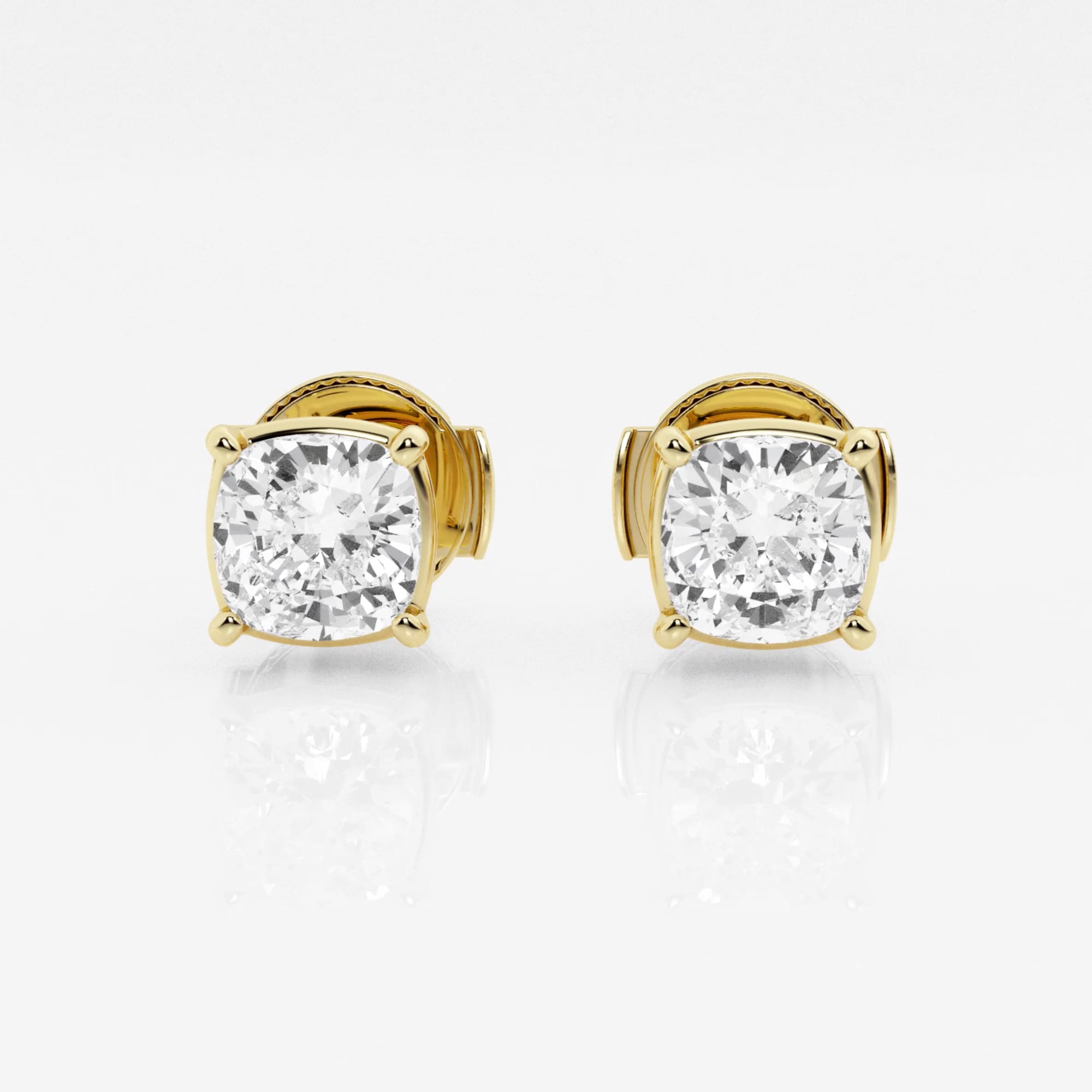 product video for 2 ctw Cushion Lab Grown Diamond Solitaire Certified Stud Earrings