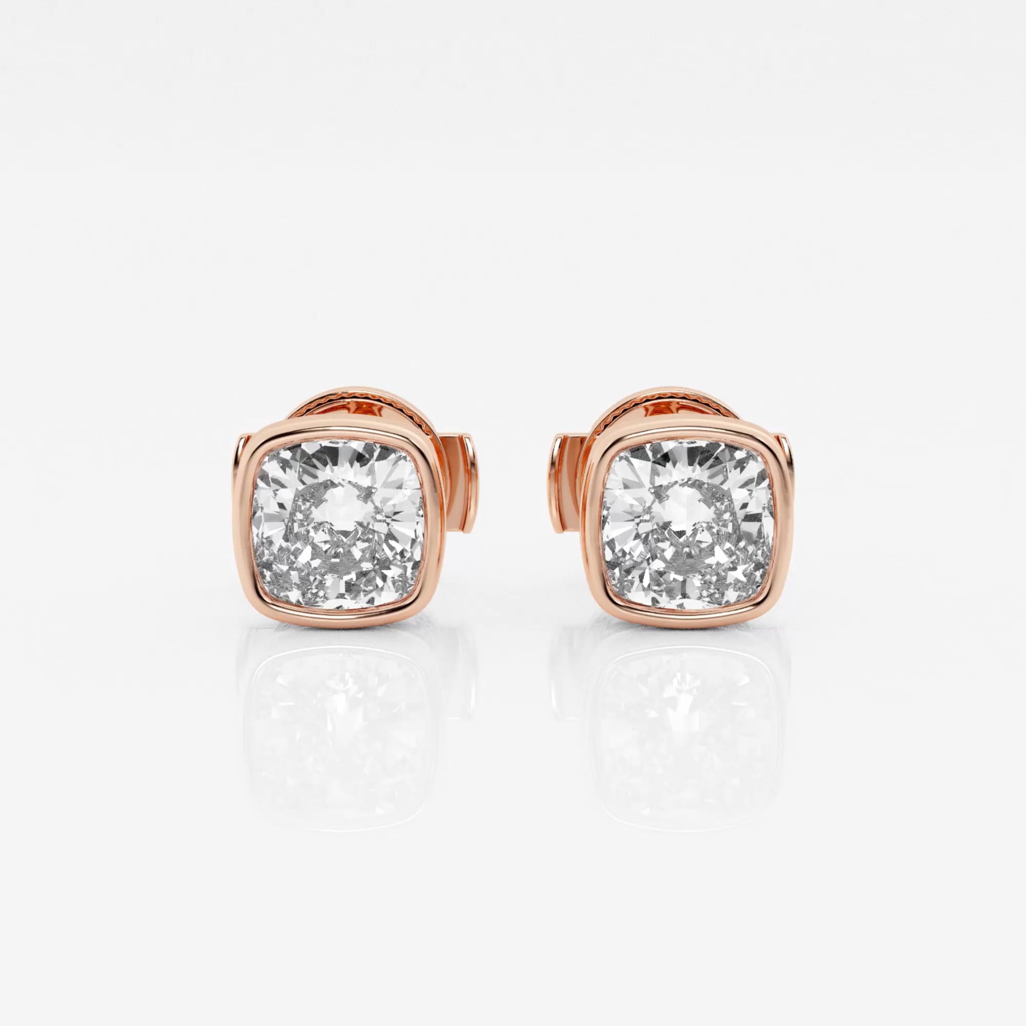 product video for 1 1/2 ctw Cushion Lab Grown Diamond Bezel Set Solitaire Certified Stud Earrings