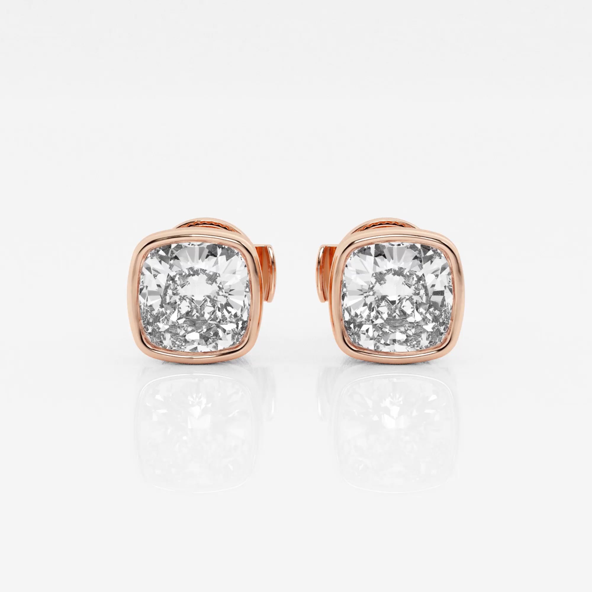 product video for 2 ctw Cushion Lab Grown Diamond Bezel Set Solitaire Certified Stud Earrings
