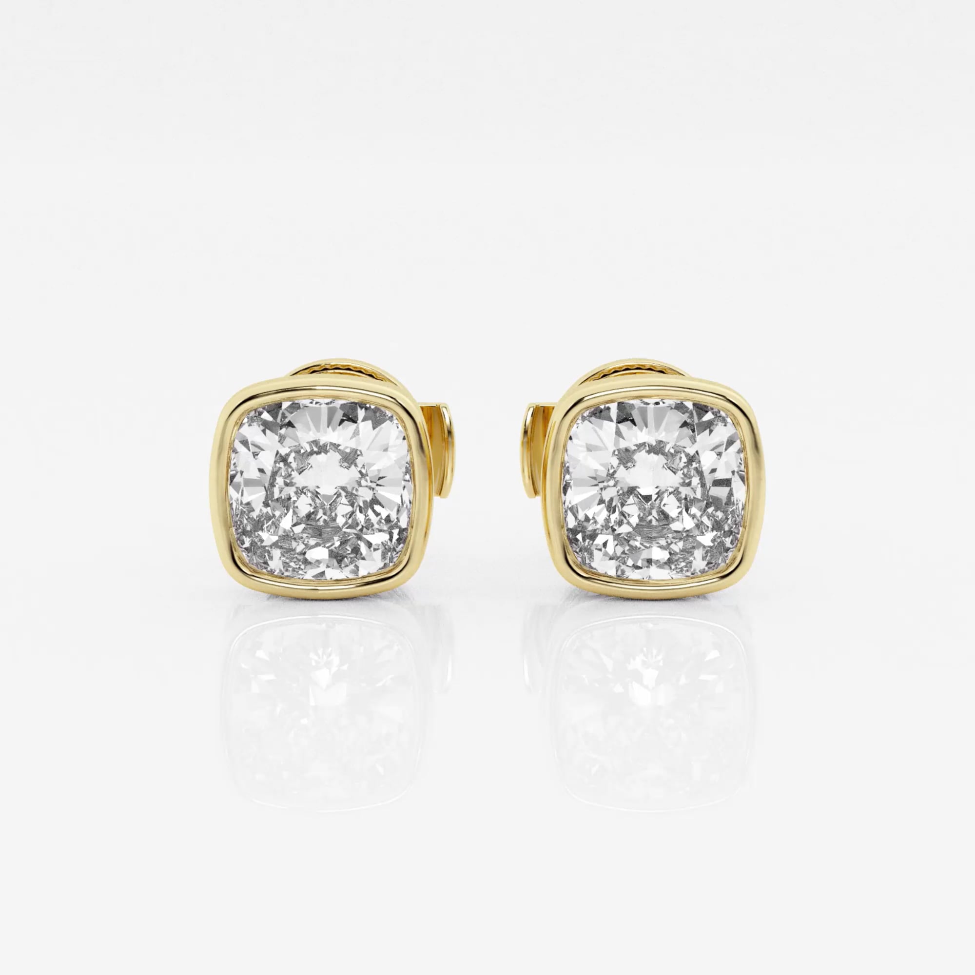 product video for 2 ctw Cushion Lab Grown Diamond Bezel Set Solitaire Certified Stud Earrings