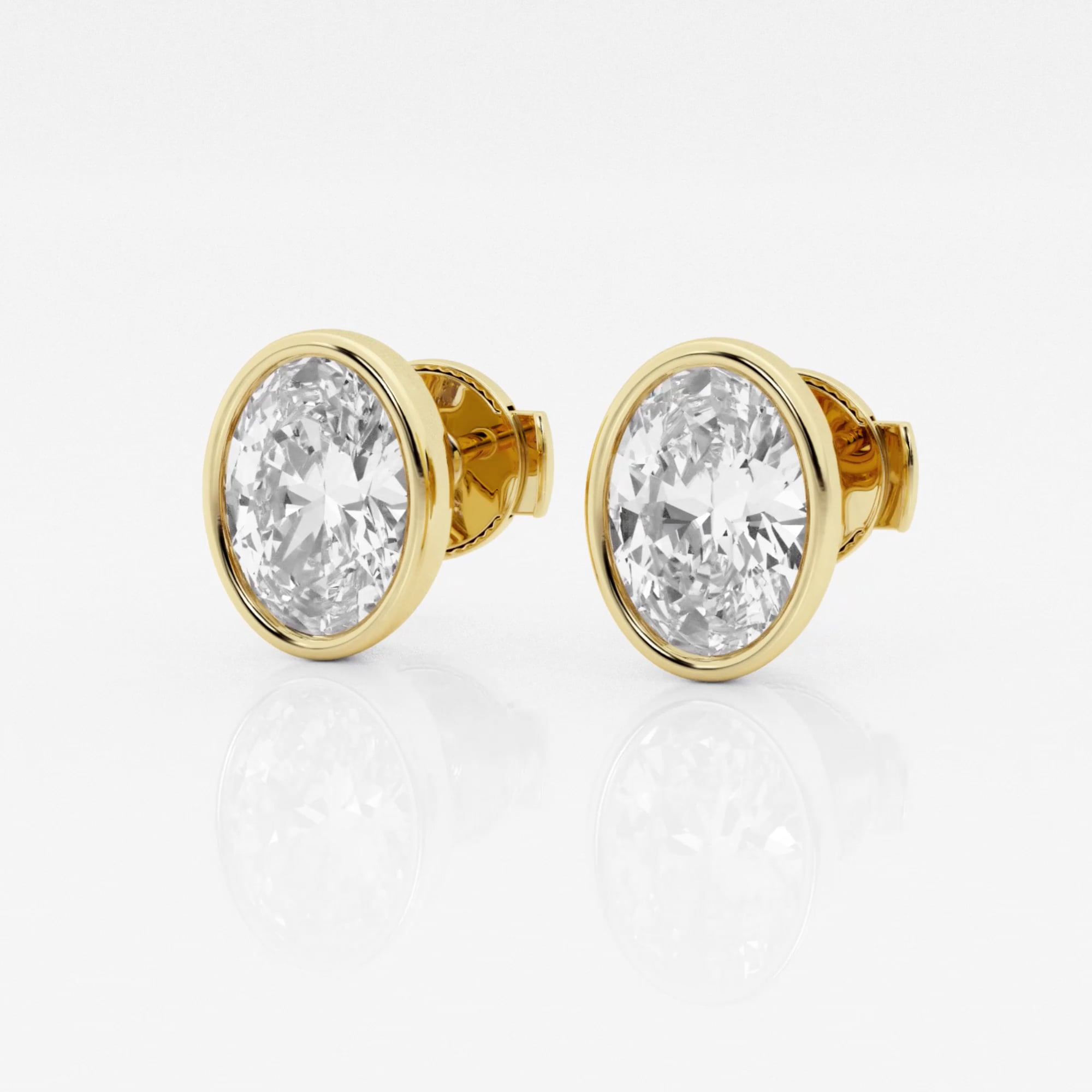 product video for 2 ctw Oval Lab Grown Diamond Bezel Set Solitaire Certified Stud Earrings