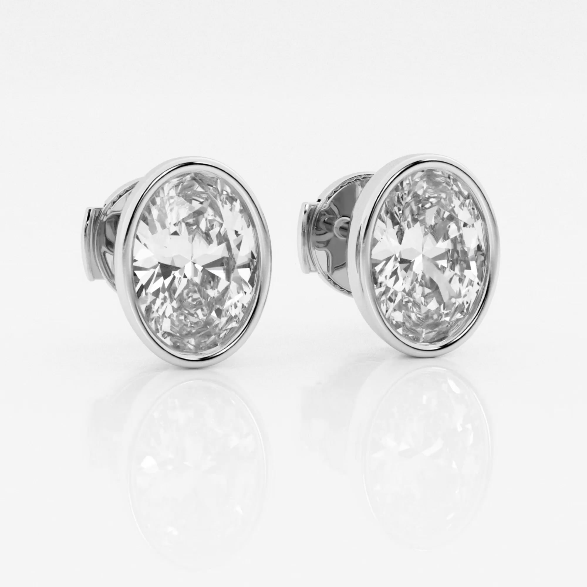 product video for 3 ctw Oval Lab Grown Diamond Bezel Set Solitaire Certified Stud Earrings