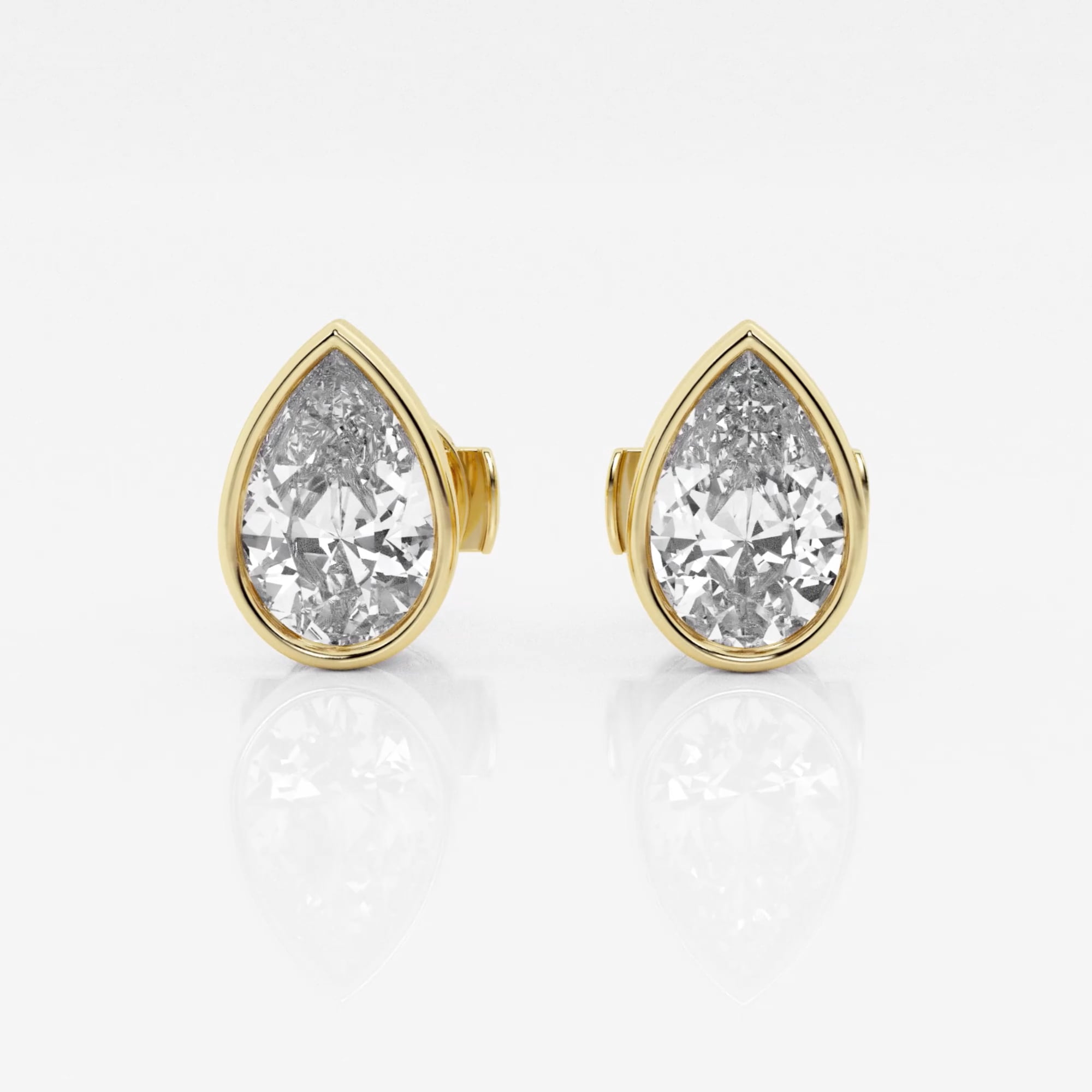 product video for 2 ctw Pear Lab Grown Diamond Bezel Set Solitaire Certified Stud Earrings