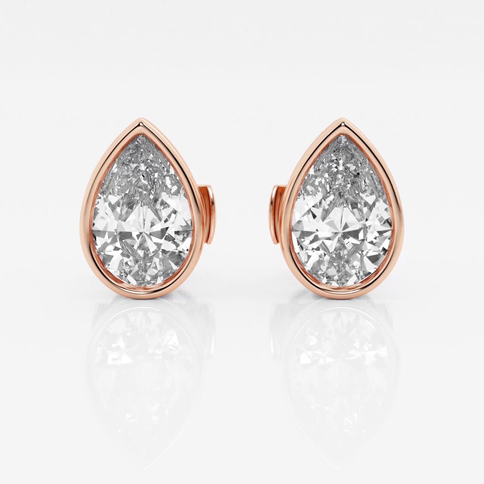product video for 3 ctw Pear Lab Grown Diamond Bezel Set Solitaire Certified Stud Earrings