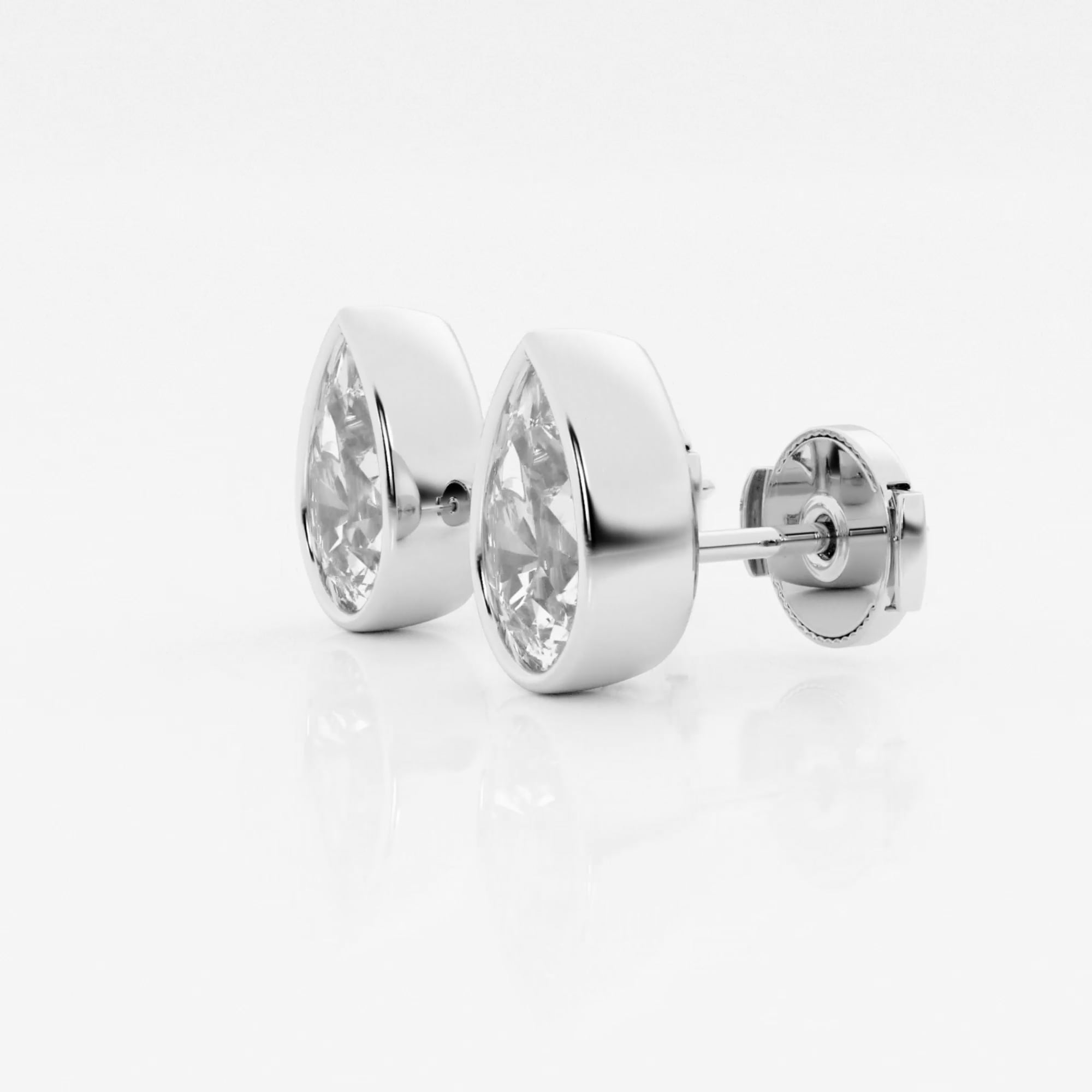 product video for 2 ctw Pear Lab Grown Diamond Bezel Set Solitaire Certified Stud Earrings