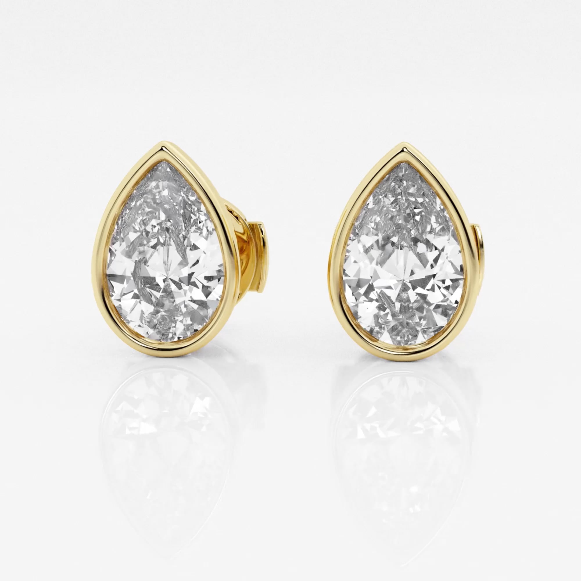 product video for 3 ctw Pear Lab Grown Diamond Bezel Set Solitaire Certified Stud Earrings