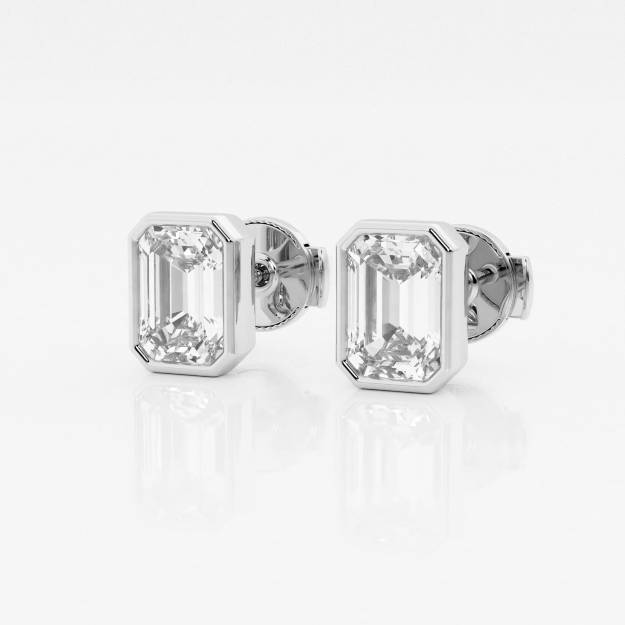 product video for 2 ctw Emerald Lab Grown Diamond Bezel Set Solitaire Certified Stud Earrings